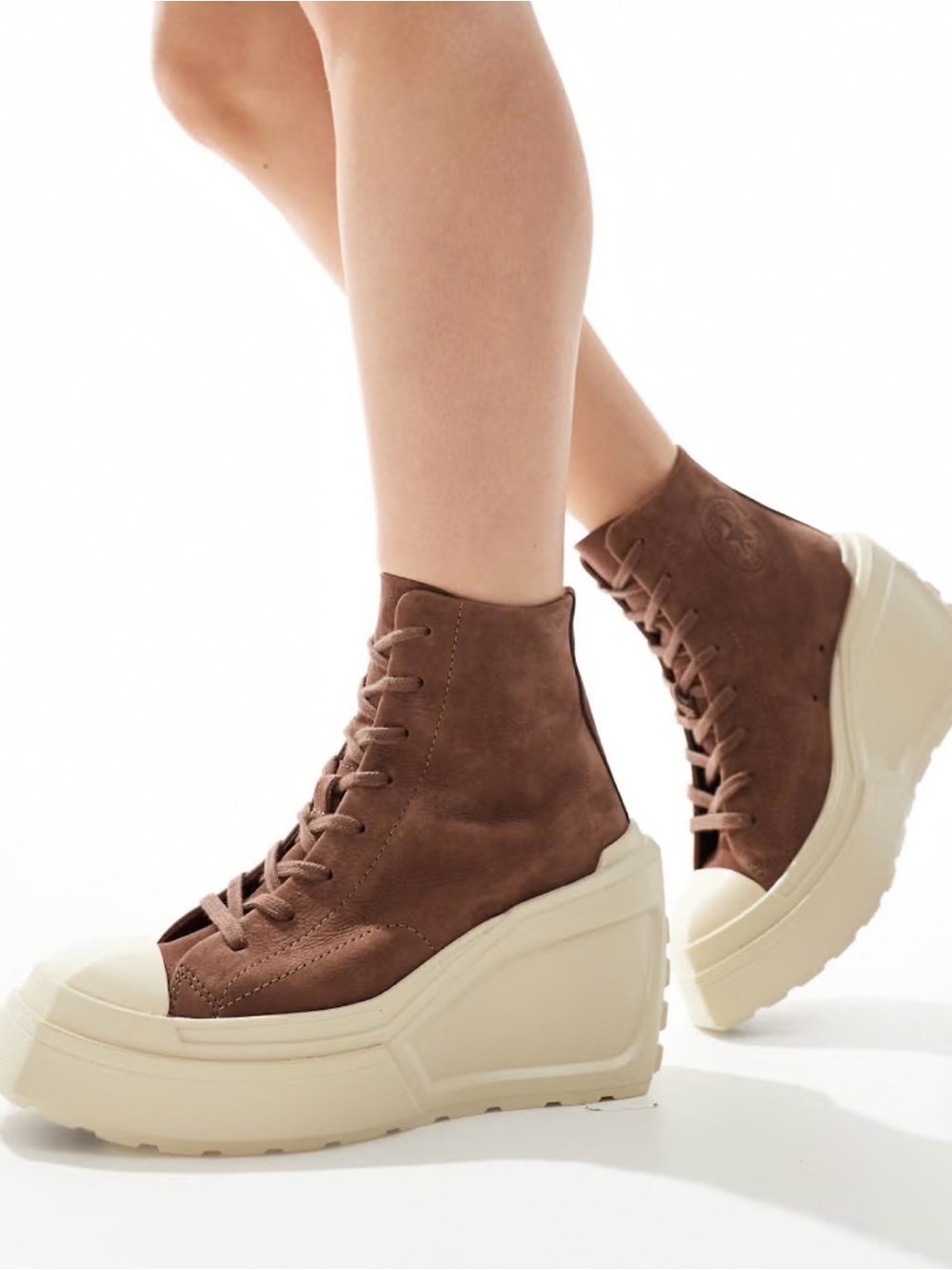 Women’s Chuck Taylor All Star Platform Leather Ankle Brown Boots Sz 6